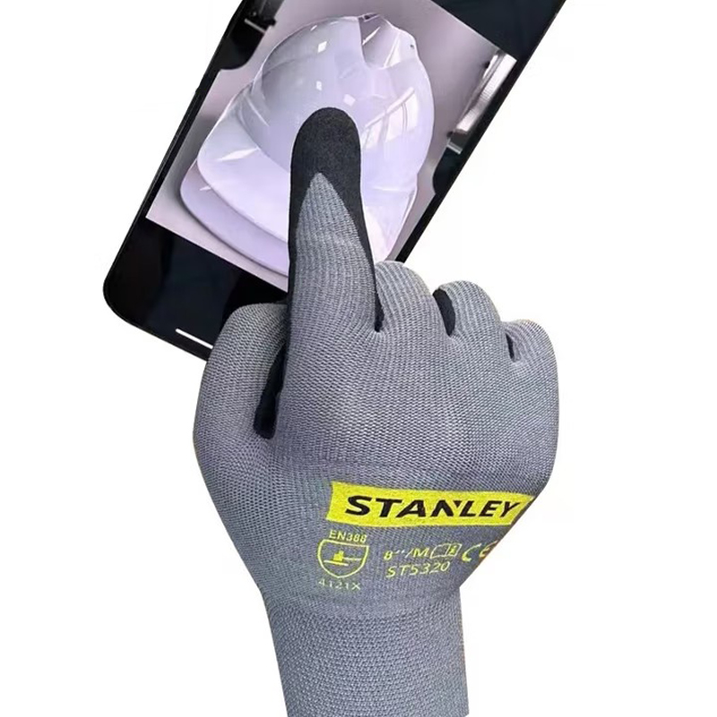 STANLEY史丹利ST5320灰色丁腈磨砂涂掌防滑耐磨勞保手套圖片1