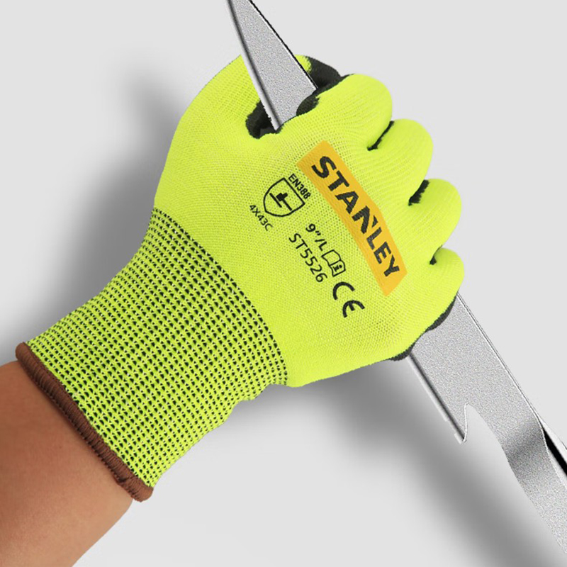 STANLEY史丹利ST5526熒光黃PU掌浸耐磨防滑防刺防割手套圖片3 STANLEY史丹利ST5526熒光黃PU掌浸耐磨防滑防刺防割手套圖片3