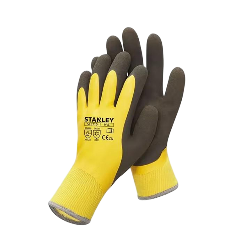 STANLEY史丹利ST5710黃色乳膠涂層耐磨防滑耐低溫手套