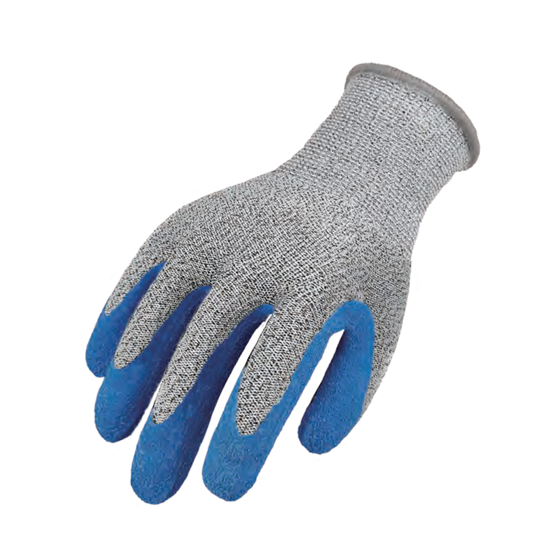 思衛爾2334麻灰色13針藍乳膠浸掌HPPE玻璃纖維防割手套