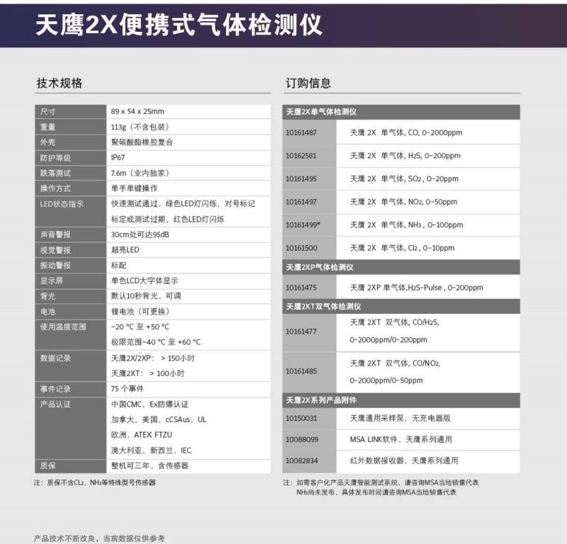 梅思安10162582（進(jìn)口熒光外殼版）天鷹2X單一便攜式氣體檢測儀圖片4