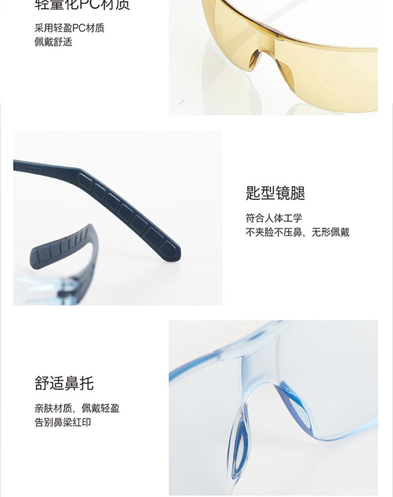 代爾塔101145 HELIUM DETECTABLE可探測款防霧防刮防沖擊安全防護(hù)眼鏡10
